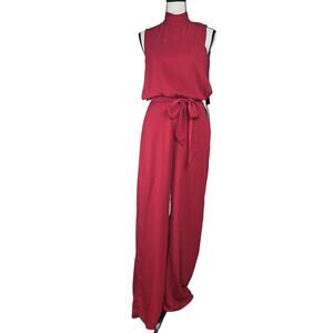 LuLus Jumpsuit Women's Sz XS Burgundy NWT Sheer top Button Closure date night